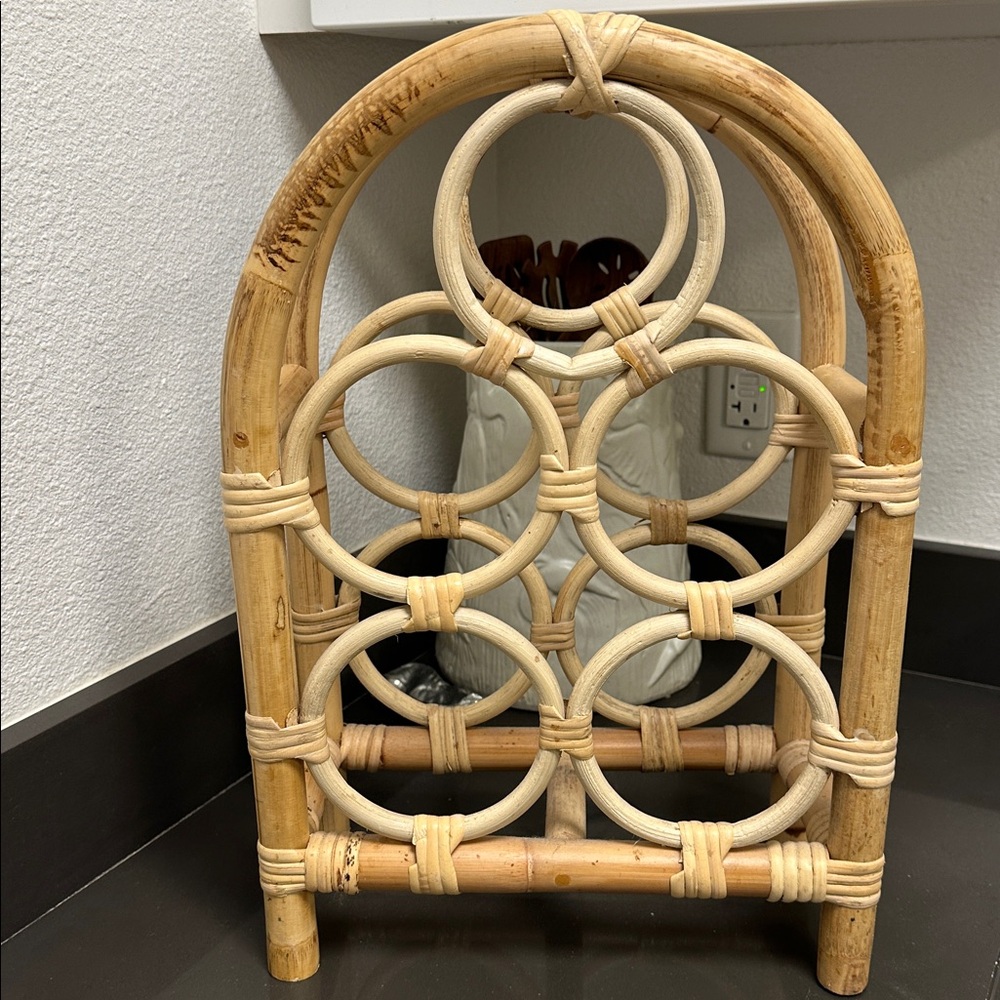 Bamboo & Rattan Arch Shaped Wine Rack